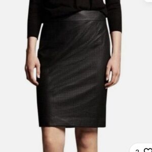 Banana Republic Perforated Faux Leather Black Pencil Skirt